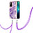 Coque Silicone Motif Fantaisie Souple Couleur Unie Etui Housse avec Laniere Strap Y05B pour Oppo A95 5G Violet