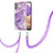 Coque Silicone Motif Fantaisie Souple Couleur Unie Etui Housse avec Laniere Strap Y05B pour Samsung Galaxy A23 5G Violet