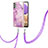 Coque Silicone Motif Fantaisie Souple Couleur Unie Etui Housse avec Laniere Strap Y05B pour Samsung Galaxy A23 5G Violet Clair