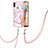 Coque Silicone Motif Fantaisie Souple Couleur Unie Etui Housse avec Laniere Strap Y05B pour Samsung Galaxy M11 Rose