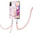 Coque Silicone Motif Fantaisie Souple Couleur Unie Etui Housse avec Laniere Strap Y05B pour Xiaomi Poco M5S Rose