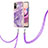 Coque Silicone Motif Fantaisie Souple Couleur Unie Etui Housse avec Laniere Strap Y05B pour Xiaomi Poco M5S Violet