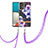 Coque Silicone Motif Fantaisie Souple Couleur Unie Etui Housse avec Laniere Strap Y06B pour Samsung Galaxy A73 5G Violet