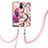 Coque Silicone Motif Fantaisie Souple Couleur Unie Etui Housse avec Laniere Strap Y06B pour Xiaomi Poco M5S Rose