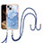 Coque Silicone Motif Fantaisie Souple Couleur Unie Etui Housse avec Laniere Strap Y07B pour Apple iPhone 13 Bleu