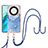 Coque Silicone Motif Fantaisie Souple Couleur Unie Etui Housse avec Laniere Strap Y07B pour Huawei Honor Magic5 Lite 5G Bleu
