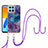 Coque Silicone Motif Fantaisie Souple Couleur Unie Etui Housse avec Laniere Strap YB7 pour Huawei Honor X6a Violet