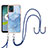 Coque Silicone Motif Fantaisie Souple Couleur Unie Etui Housse avec Laniere Strap YB7 pour Motorola Moto E13 Bleu