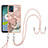 Coque Silicone Motif Fantaisie Souple Couleur Unie Etui Housse avec Laniere Strap YB7 pour Motorola Moto E13 Rose