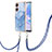 Coque Silicone Motif Fantaisie Souple Couleur Unie Etui Housse avec Laniere Strap YB7 pour Oppo A78 5G Bleu