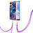 Coque Silicone Motif Fantaisie Souple Couleur Unie Etui Housse avec Laniere Strap YB7 pour Oppo A78 5G Violet