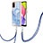 Coque Silicone Motif Fantaisie Souple Couleur Unie Etui Housse avec Laniere Strap YB7 pour Samsung Galaxy A02s Bleu
