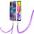 Coque Silicone Motif Fantaisie Souple Couleur Unie Etui Housse avec Laniere Strap YB7 pour Samsung Galaxy A02s Violet
