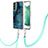 Coque Silicone Motif Fantaisie Souple Couleur Unie Etui Housse avec Laniere Strap YB7 pour Samsung Galaxy S23 5G Vert