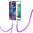 Coque Silicone Motif Fantaisie Souple Couleur Unie Etui Housse avec Laniere Strap YB7 pour Samsung Galaxy S23 5G Violet