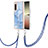 Coque Silicone Motif Fantaisie Souple Couleur Unie Etui Housse avec Laniere Strap YB7 pour Sony Xperia 5 IV Bleu