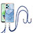 Coque Silicone Motif Fantaisie Souple Couleur Unie Etui Housse avec Laniere Strap YB7 pour Xiaomi Redmi Note 12 5G Bleu