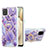 Coque Silicone Motif Fantaisie Souple Couleur Unie Etui Housse avec Support Bague Anneau Y01B pour Samsung Galaxy M12 Violet