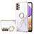 Coque Silicone Motif Fantaisie Souple Couleur Unie Etui Housse avec Support Bague Anneau Y05B pour Samsung Galaxy A23 5G Blanc