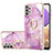 Coque Silicone Motif Fantaisie Souple Couleur Unie Etui Housse avec Support Bague Anneau Y05B pour Samsung Galaxy A23 5G Violet Clair
