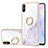 Coque Silicone Motif Fantaisie Souple Couleur Unie Etui Housse avec Support Bague Anneau Y05B pour Xiaomi Redmi 9i Blanc