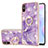 Coque Silicone Motif Fantaisie Souple Couleur Unie Etui Housse avec Support Bague Anneau Y05B pour Xiaomi Redmi 9i Violet