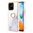 Coque Silicone Motif Fantaisie Souple Couleur Unie Etui Housse avec Support Bague Anneau YB5 pour Xiaomi Redmi 10 India Blanc