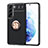 Coque Ultra Fine Silicone Souple Housse Etui avec Support Bague Anneau Aimante Magnetique A03 pour Samsung Galaxy S21 FE 5G Or et Noir