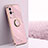 Coque Ultra Fine Silicone Souple Housse Etui avec Support Bague Anneau Aimante Magnetique A03 pour Vivo iQOO 8 5G Rose