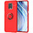 Coque Ultra Fine Silicone Souple Housse Etui avec Support Bague Anneau Aimante Magnetique pour Xiaomi Redmi Note 9 Pro Rouge