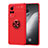 Coque Ultra Fine Silicone Souple Housse Etui avec Support Bague Anneau Aimante Magnetique SD2 pour Vivo X60 Pro 5G Rouge