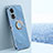 Coque Ultra Fine Silicone Souple Housse Etui avec Support Bague Anneau Aimante Magnetique XL1 pour Oppo A58 5G Bleu