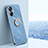 Coque Ultra Fine Silicone Souple Housse Etui avec Support Bague Anneau Aimante Magnetique XL1 pour Realme 10 Pro+ Plus 5G Bleu