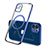Coque Ultra Slim Silicone Souple Transparente avec Mag-Safe Magnetic Magnetique M01 pour Apple iPhone 12 Bleu