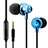 Ecouteur Filaire Sport Stereo Casque Intra-auriculaire Oreillette H21 Bleu