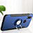 Etui Contour Silicone et Plastique Mat avec Support Bague Anneau pour Huawei P Smart+ Plus Bleu Petit