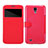 Etui Portefeuille Livre Cuir pour Samsung Galaxy Mega 6.3 i9200 i9205 Rouge