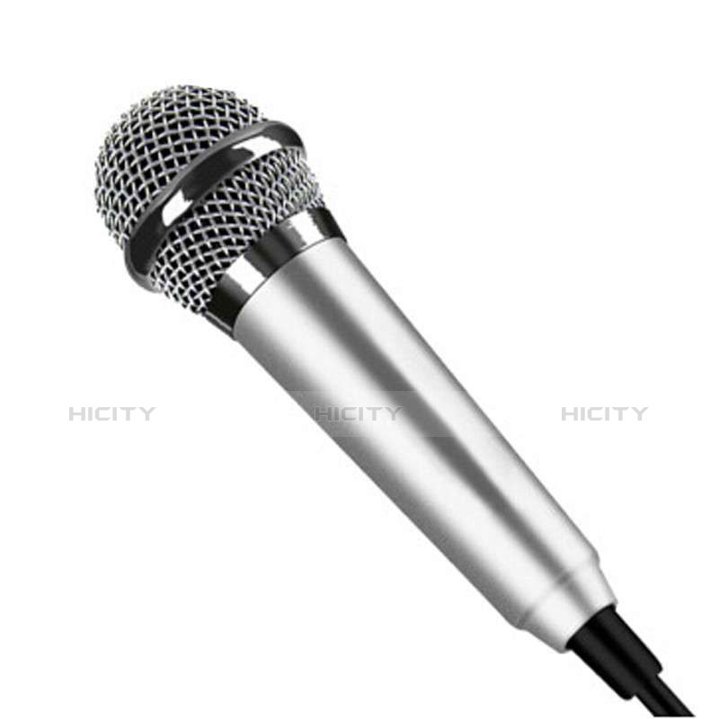 3.5mm Mini Microphone de Poche Elegant Karaoke Haut-Parleur avec Support Argent Plus