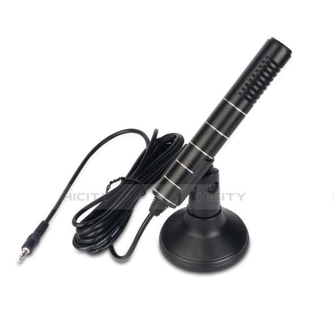 3.5mm Mini Microphone de Poche Elegant Karaoke Haut-Parleur avec Support K02 Noir Plus