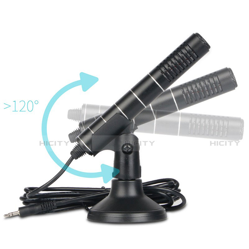 3.5mm Mini Microphone de Poche Elegant Karaoke Haut-Parleur avec Support K02 Noir Plus