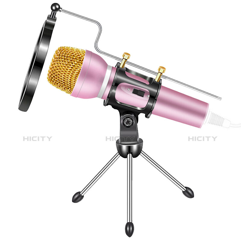 3.5mm Mini Microphone de Poche Elegant Karaoke Haut-Parleur avec Support M03 Rose Plus