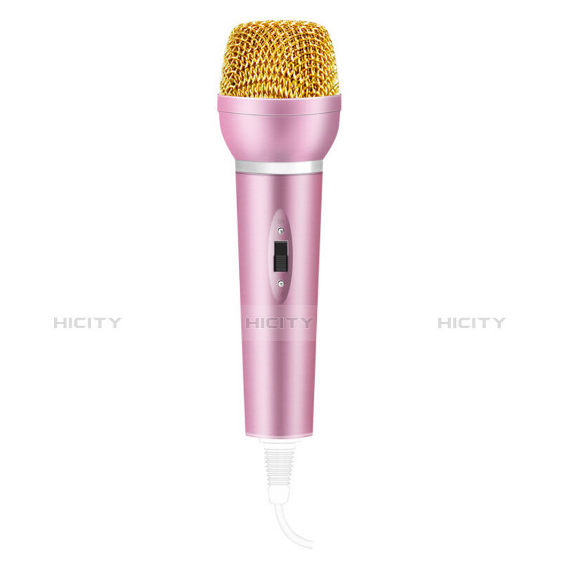 3.5mm Mini Microphone de Poche Elegant Karaoke Haut-Parleur avec Support M03 Rose Plus