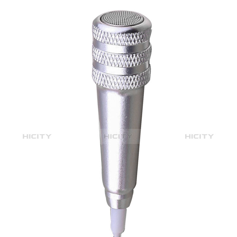 3.5mm Mini Microphone de Poche Elegant Karaoke Haut-Parleur avec Support M08 Argent Plus
