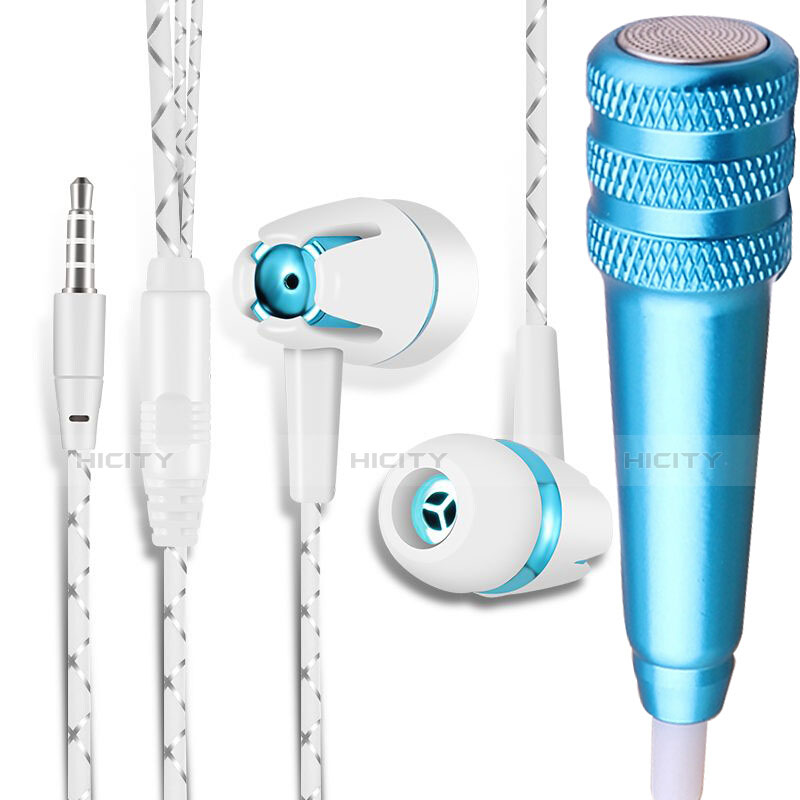 3.5mm Mini Microphone de Poche Elegant Karaoke Haut-Parleur avec Support M08 Bleu Plus