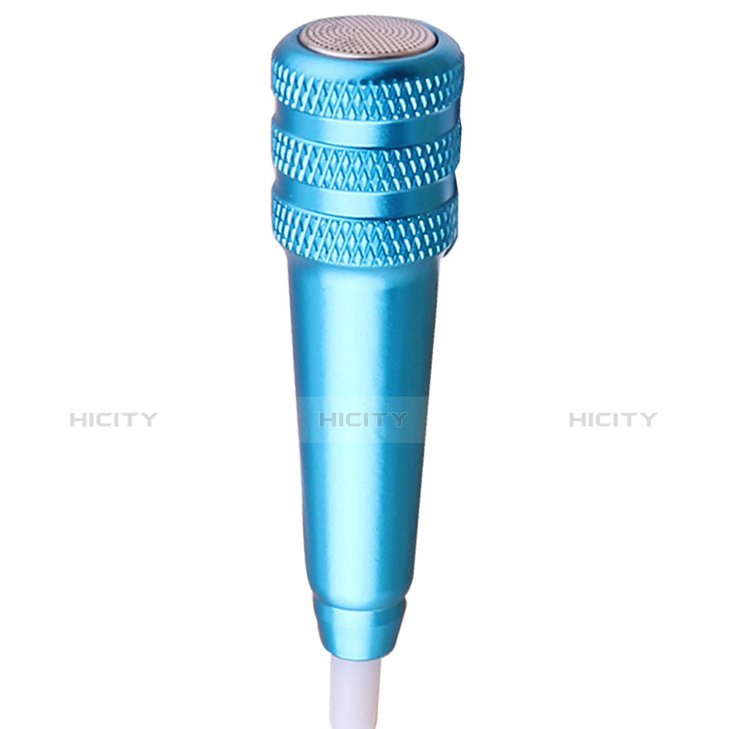 3.5mm Mini Microphone de Poche Elegant Karaoke Haut-Parleur avec Support M08 Bleu Plus