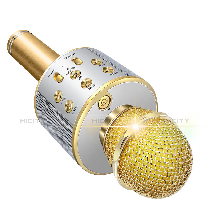 3.5mm Mini Microphone de Poche Elegant Karaoke Haut-Parleur M06 Or Plus