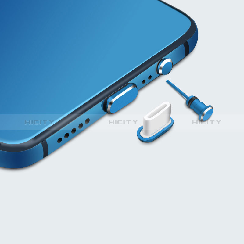 Bouchon Anti-poussiere USB-C Jack Type-C Universel H05 pour Apple iPhone 15 Plus Bleu Plus