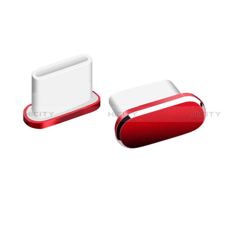 Bouchon Anti-poussiere USB-C Jack Type-C Universel H06 pour Apple iPhone 15 Pro Max Rouge Plus
