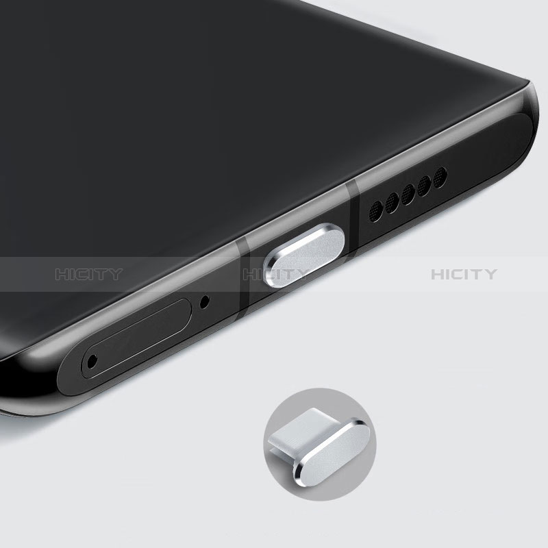 Bouchon Anti-poussiere USB-C Jack Type-C Universel H08 pour Apple iPhone 15 Plus Argent Plus