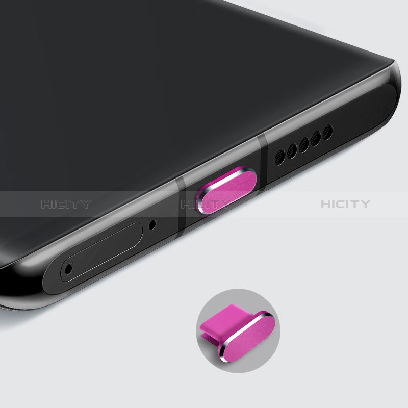 Bouchon Anti-poussiere USB-C Jack Type-C Universel H08 pour Apple iPhone 15 Plus Rose Rouge Plus